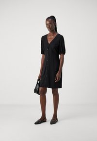 Gap Tall V BUTTON FRONT DRESS - Abito a camicia - black
