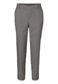 Grårutig byxor med slim fit, som har resårmidja och en mjuk textur, som slutar strax ovanför ankeln.