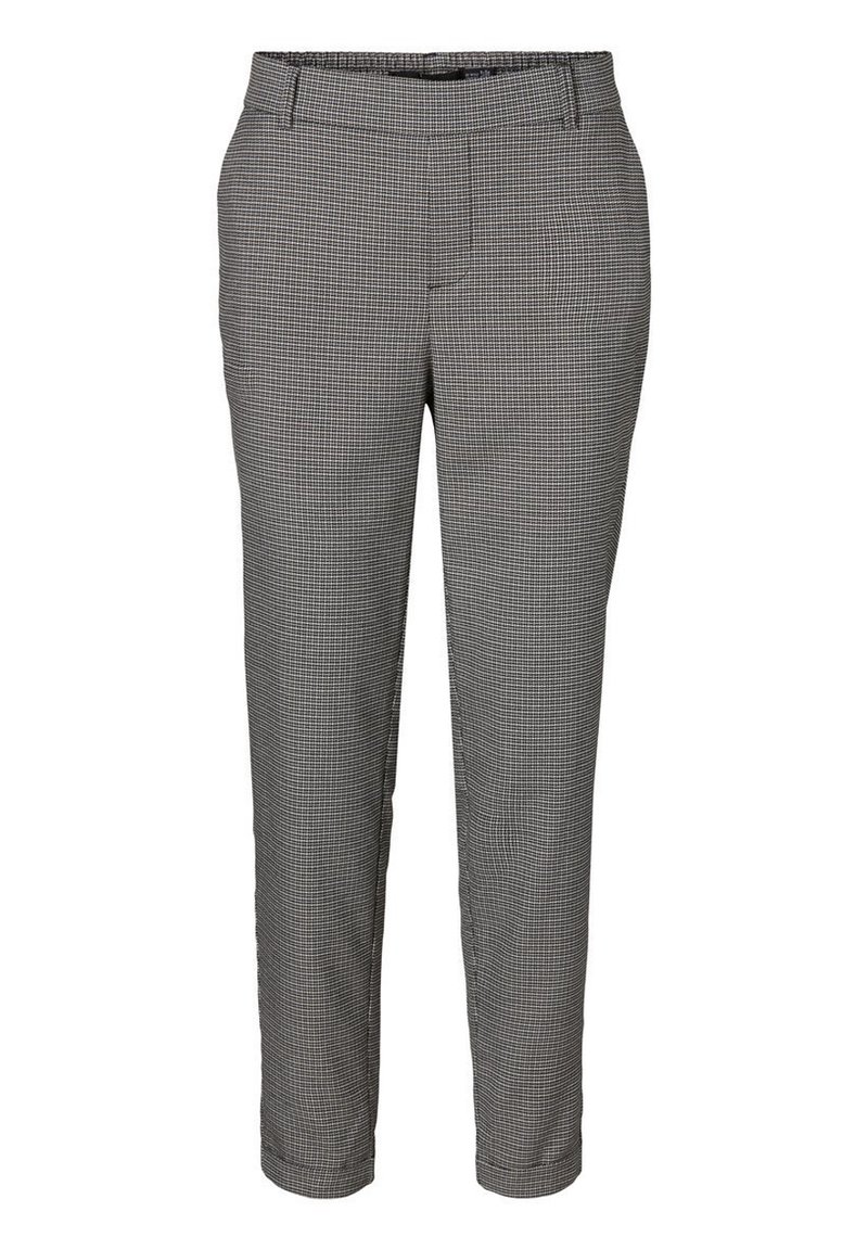 Grårutig byxor med slim fit, som har resårmidja och en mjuk textur, som slutar strax ovanför ankeln.