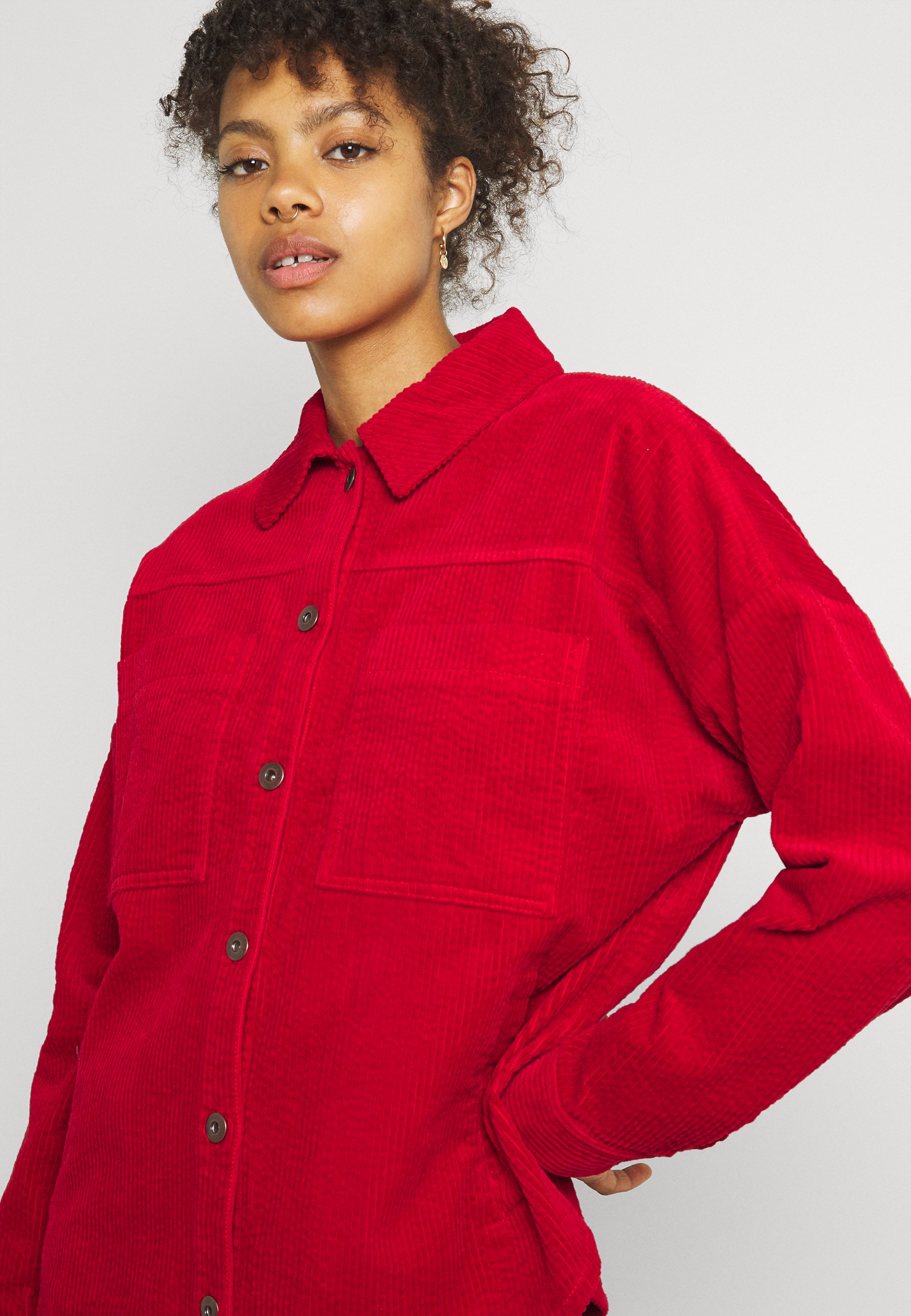 pull and bear red denim jacket