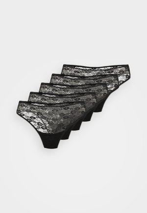 Fem fems sorte blonde bikinitruser stablet diagonalt på en hvit bakgrunn.