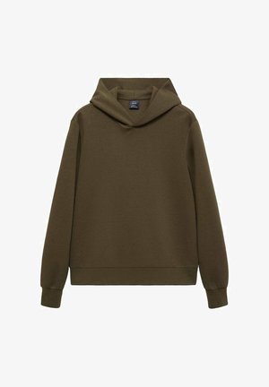 Olivno zeleni kapucar s velikim, preklopnim ovratnikom i dugim rukavima. Izrađen od mekanog materijala s rebrastim rukavima i rubom.