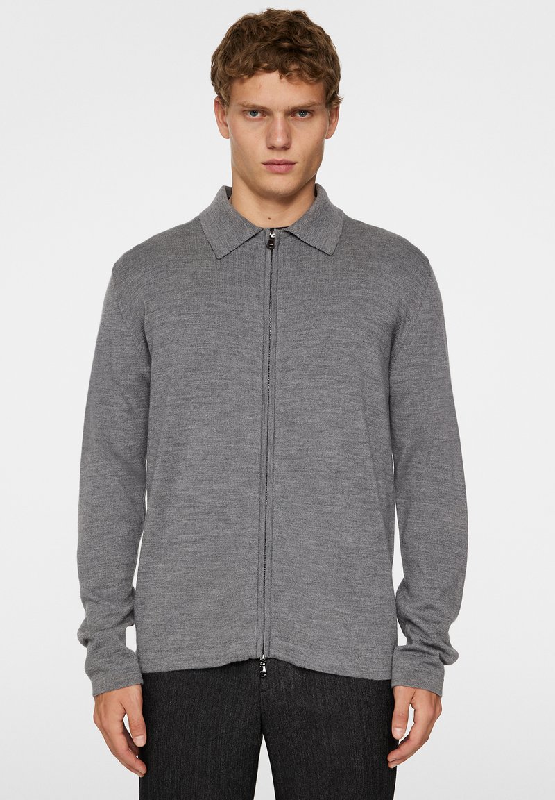 J.LINDEBERG KALEB ZIP - Kofta - mid grey melange/grå - Zalando.se