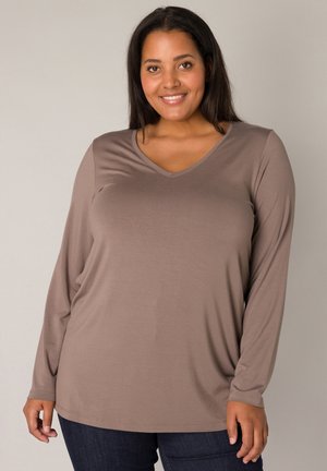 BASE LEVEL CURVY ALIZE - Langarmshirt - dark taupe