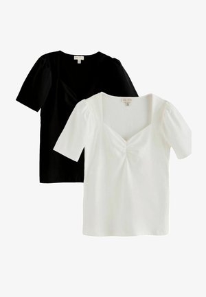 Love & Roses, SWEETHEART NECK SHORT SLEEVE TOPS 2 PACK - T-shirts print - black and white