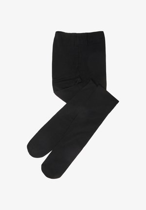 Schwarze Strumpfhosen aus weichem, dehnbarem Material mit glatter Oberfläche, ausgestattet mit einem hohen Bund und runder Zehenpartie.