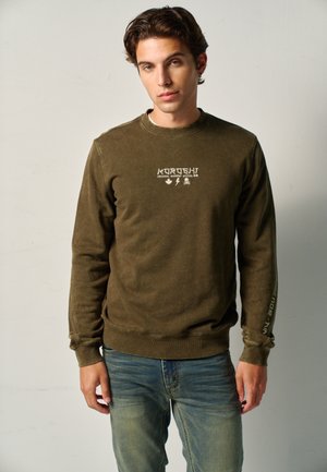 Koroshi, KOROSHI MEN'S SWEATSHIRT WASH EFFECT MEN'S SWEATSHIRT WASH EFFECT - Sweatshirt - kaki khaki
