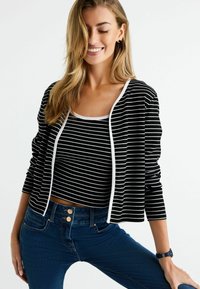 Next SET  - REGULAR FIT - Kardigan - black white stripe