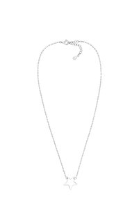 Silver kedja halsband med en stjärnpresent med öppen design. Kedjan har en justerbar lås med en tårformad detalj.