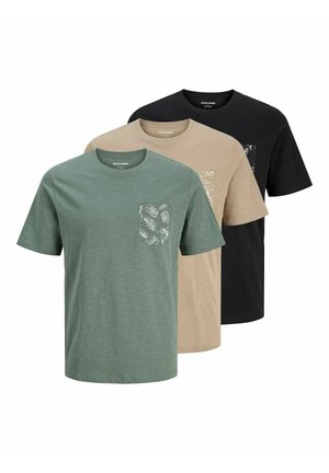 3ER-PACK  - Print T-shirt - black