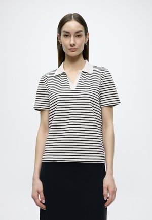 T-SHIRT STRUCTURE STRIPE POLO COLLAR - Poloshirt - blue offwhite stripe structure