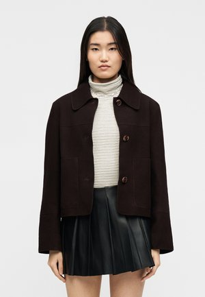 CROPPED - Δερμάτινο μπουφάν - dark brown