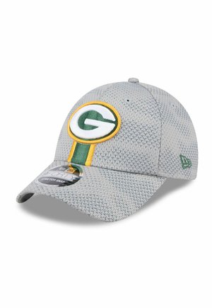 Grau gemusterte Cap mit dem Logo der Green Bay Packers, das grüne und gelbe Akzente auf der Vorderseite sowie ein New Era-Logo an der Seite aufweist.