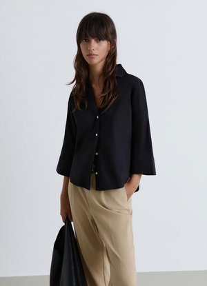 Calliope, CAMICIA TINTA UNITA - Button-down blouse - ultrablack