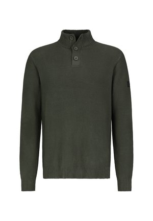 BEQUEMER MIT KNOPFLEISTE UND STEHKRAGEN - Jumper - grün