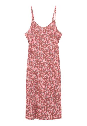 MIT FLORALEM - Jerseykleid - rubinrot