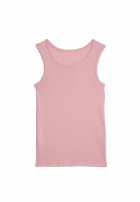 Rosa bomullströja utan ärmar med rund halsringning. Mjuk textur, slim fit och inga synliga mönster eller detaljer.