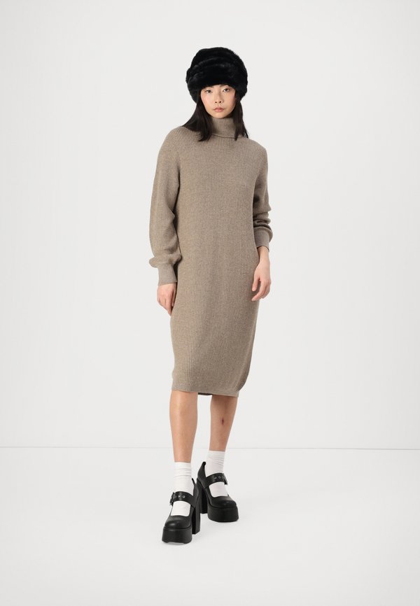 OBJMALENA ROLL NECK  - Jumper dress - fossil melange4