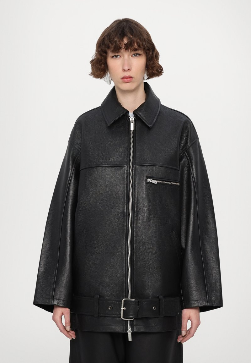 REMAIN OVERSIZE JACKET - Leather jacket - black
