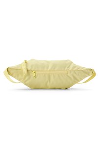 Gelbe Bauchtasche aus glattem, strapazierfähigem Stoff, mit einem Reißverschlussfach und verstellbarem Gurt für sicheren Sitz.