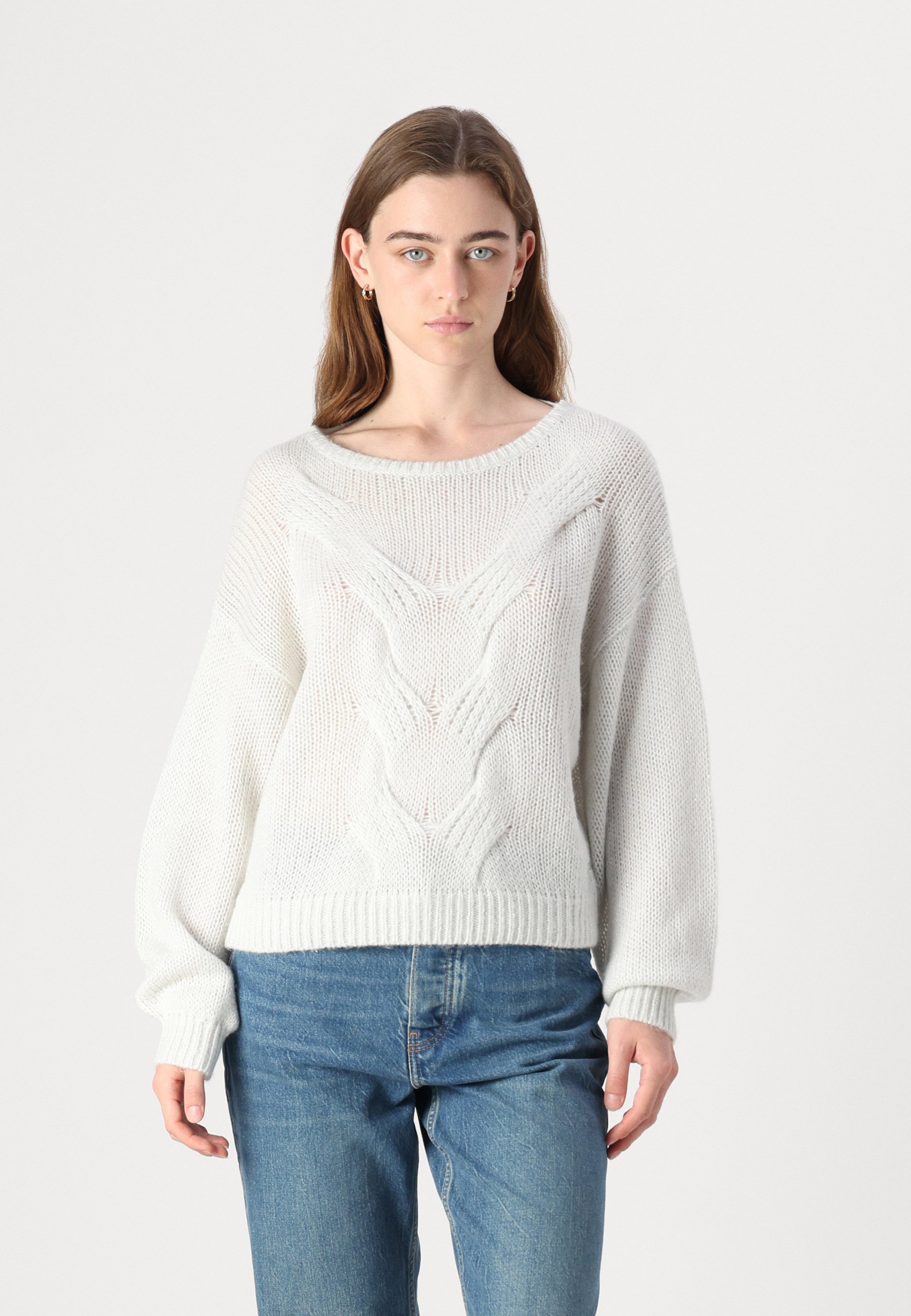 BOSS FROLLA Trui open white/wit