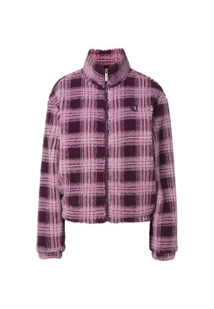 Karl Kani, OG CHECK TEDDY TRACKJACKET - Forro polar - plum rose off white