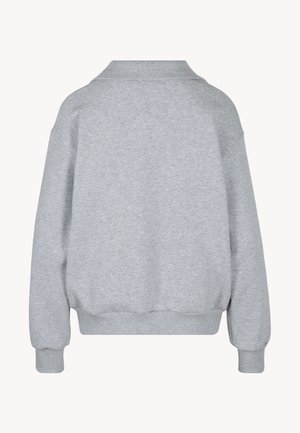 Lichtgrijze, oversized sweatshirt met een kraag en ribgebreide manchetten en onderrand. Zachte textuur, minimaal design, geen zichtbare logo's of patronen.
