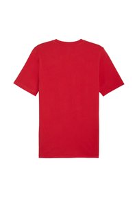 Rød bomulds T-shirt med rund hals, korte ærmer, lige skæring og en glat tekstur. Enkelt design uden synlige mønstre eller accenter.