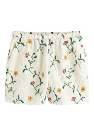 Next REGULAR FIT - CROSS STITCH FLORAL MINI  - Shortsit - ecru