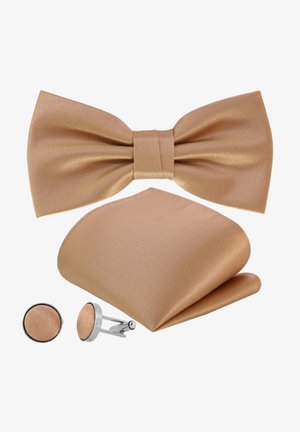 AMADO 3-SET MATT SATIN FLIEGE & EINSTECKTUCH & MANSCHETTENKNÖPFE - Pocket square - natural-beige, hell-braun, natur, ecru, nude, creme