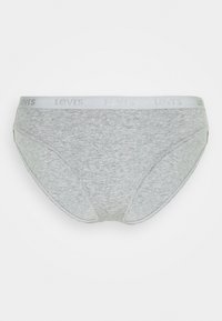 Grå bomullsunderbukse med en grå midjebånd med 'LEVI'S' logo. Glatt tekstur, klassisk snitt, og ingen synlige mønstre.