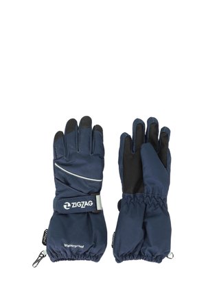 Marine wasserfeste Handschuhe in Dunkelblau mit strukturiertem schwarzen Griff, elastischem Handgelenk und reflektierendem Streifen. Mit Branding und verstellbarem Riemen für eine bessere Passform.