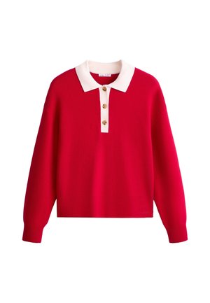 OYSHO, CONTRAST KNIT POLO JUMPER - Polo - strawberry