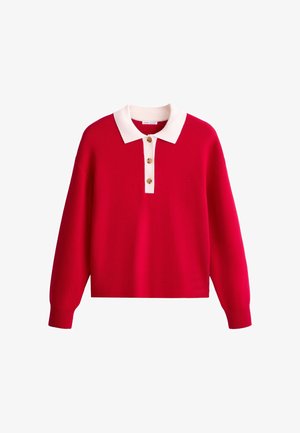 OYSHO, CONTRAST KNIT POLO JUMPER - Polo - strawberry