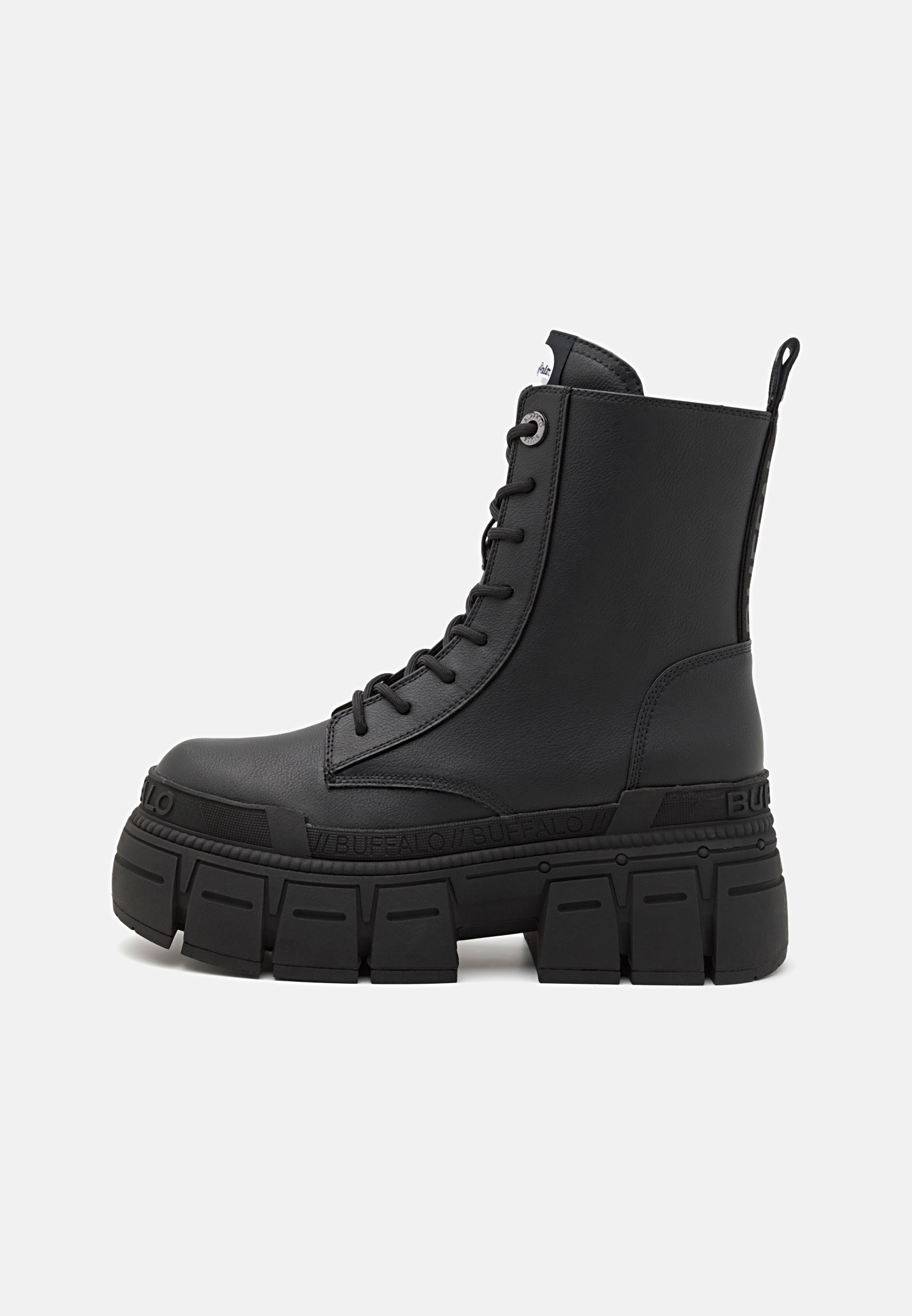 Buffalo GOSPHER LACE UP MID - Botine cu șireturi - black/negru