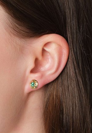 trendor, DAMEN OHRRINGE 925 SILBER VERGOLDET ZIRKONIA-STECKER GRÜN - Earrings - grün