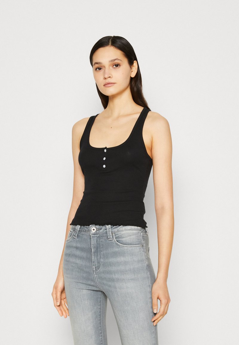 American Eagle HENLEY TANK SOLIDS Top black/negro Zalando.es