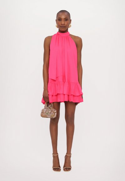 Alice + Olivia ERNA HALTER TIERED MINI DRESS - Kokteiļkleita/ballīšu kleita - pink