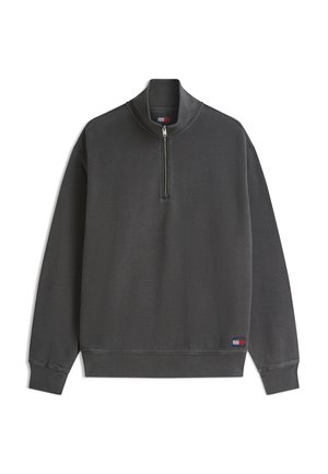 Tommy Jeans, WAFFLE LABEL HALF ZIP - Sweatshirt - black