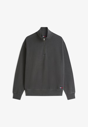 Tommy Jeans, WAFFLE LABEL HALF ZIP - Sweatshirt - black