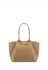 Taanist nahast kott pehme ja tekstuuriga pinnaga. Varustatud kahe ümarate käepidemetega ning õhukese välimise taskuga, millel on kuldse tooniga detailid.