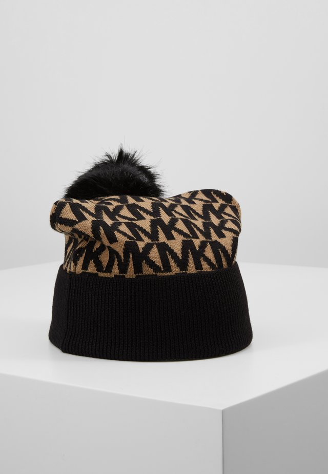 ALLOVER POM BEANIE - Beanie - dark camel/black