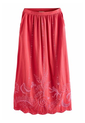 EMBROIDERED SUMMER - A-lõikeline seelik - red pink
