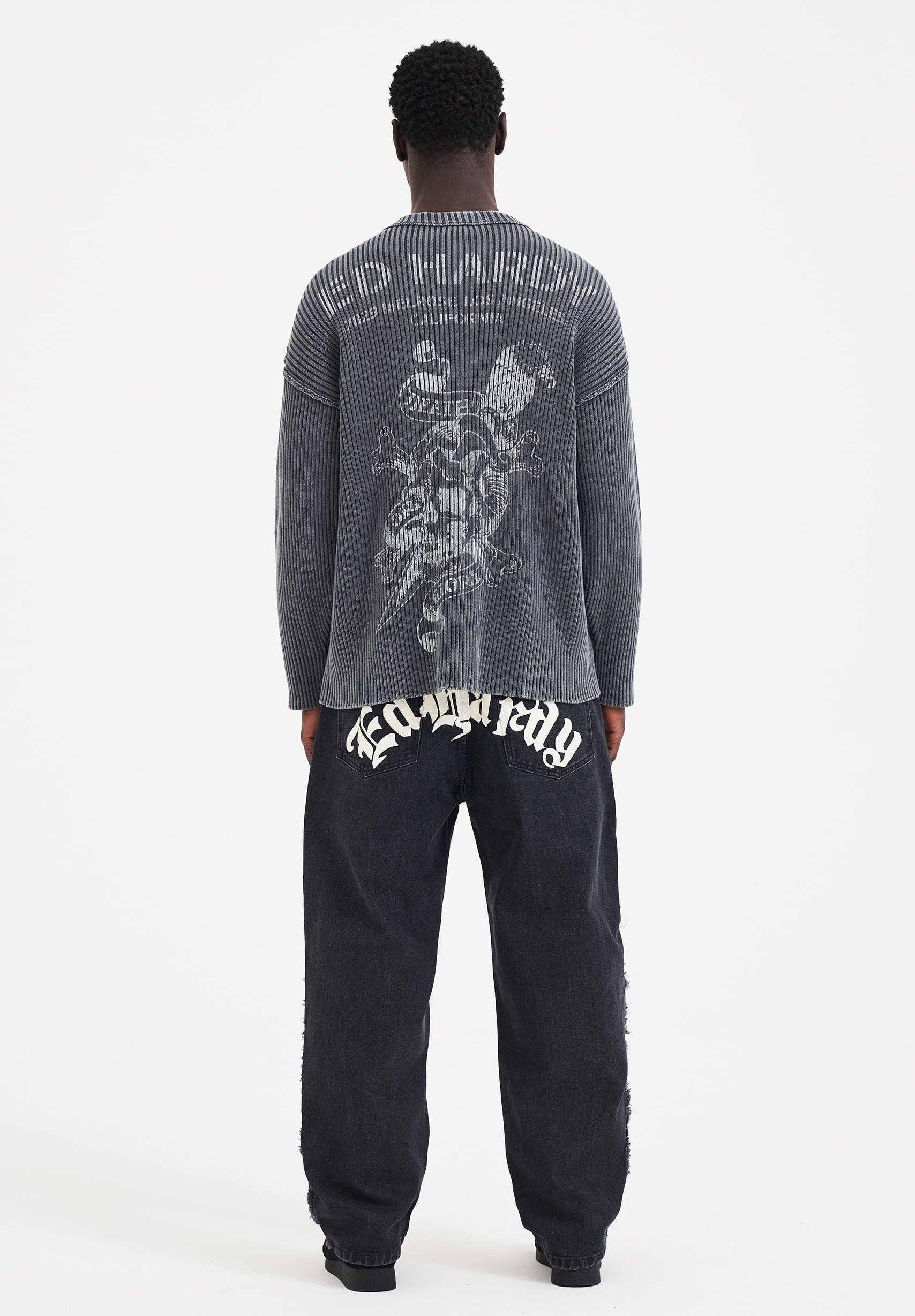 Ed Hardy DRAG-BLADE-BACK RELAXED - Jersey de punto - charcoal/gris