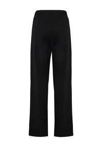 Schwarze, weite Sweatpants aus einem weichen Material, mit einem elastischen Bund und ohne sichtbare Taschen oder Verzierungen.