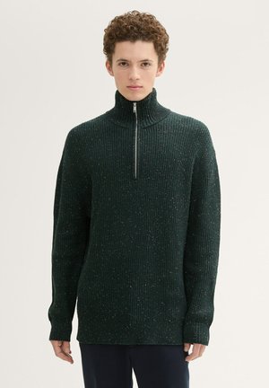 TOM TAILOR DENIM TROYER MIT STRUKTUR - Pullover - green colorful neps
