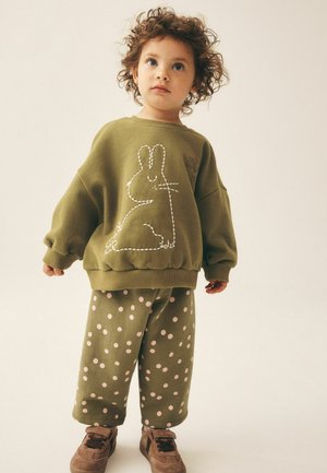Next, SWEATSHIRT AND BARREL LEG SET - Træningssæt - khaki green bunny