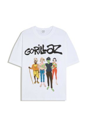 Bershka, RELAXED FIT GORILLAZ PRINT T-SHIRT - Tricou cu imprimeu - white