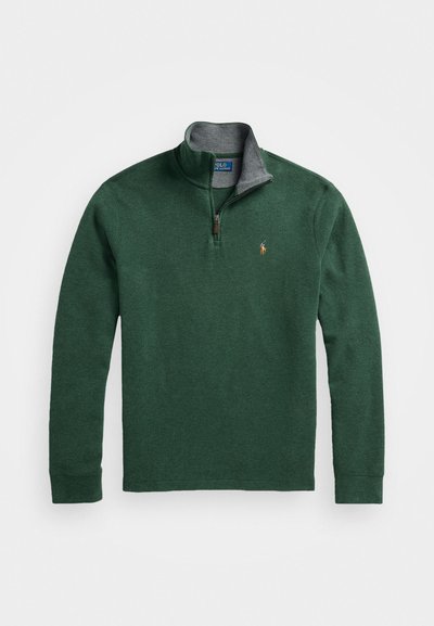 Polo Ralph Lauren ESTATE-RIB QUARTER-ZIP PULLOVER - Stickad tröja - scotch pine heather/barclay