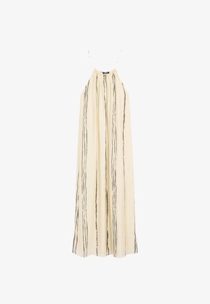 Massimo Dutti FLOWING STRIPE PRINT MIDI - Robe longue - mottled beige